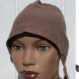 Tan Cotton Tie Back Bonnet